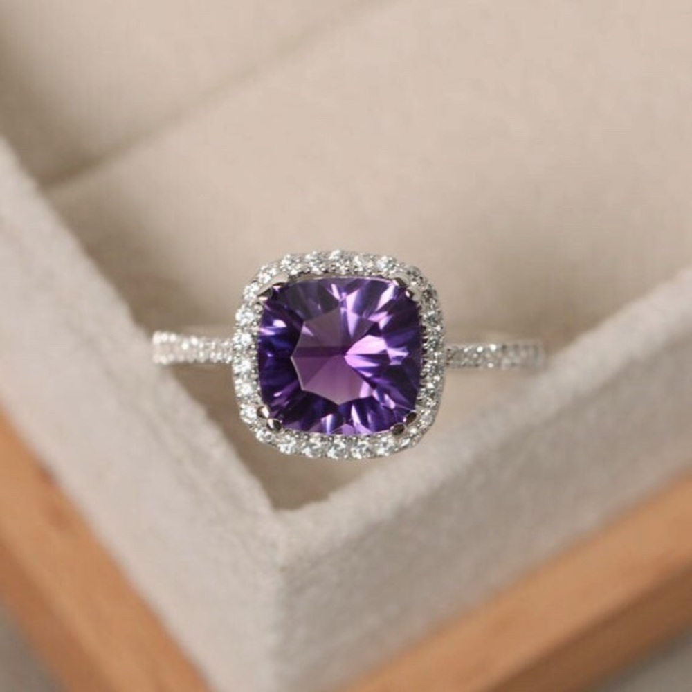 Sterling Silver Amethyst Crystal Ring size 5